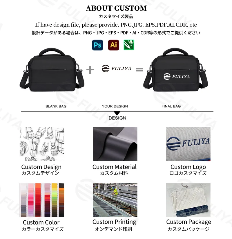 Guangzhou Fuliya Industry Co.,Ltd C-81268 Casual shoulder camera bag, water-resistant and wear-resistant, plush lining, removable dividers, mesh pocket, padded handle, and detachable strap - for DSLR, mirrorless, and daily use.