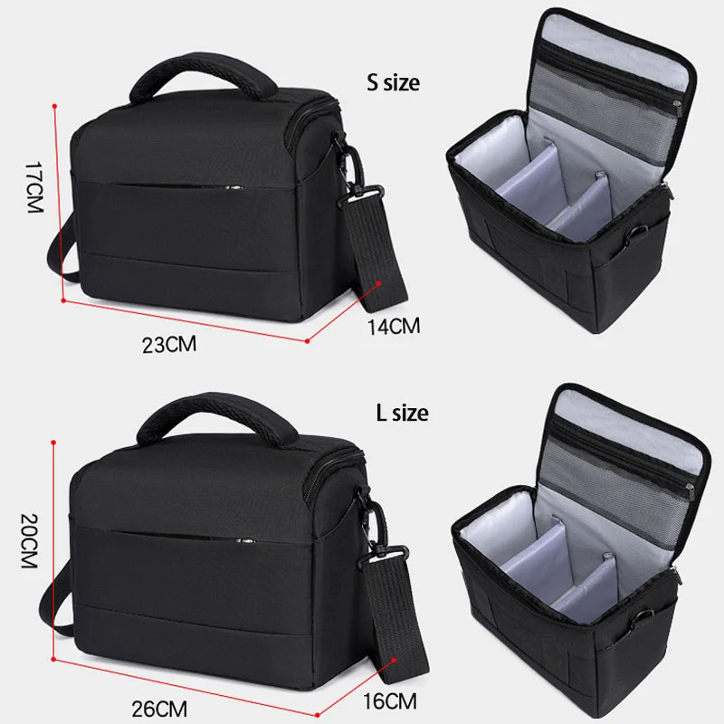 Guangzhou Fuliya Industry Co.,Ltd C-81268 Casual shoulder camera bag, water-resistant and wear-resistant, plush lining, removable dividers, mesh pocket, padded handle, and detachable strap - for DSLR, mirrorless, and daily use.