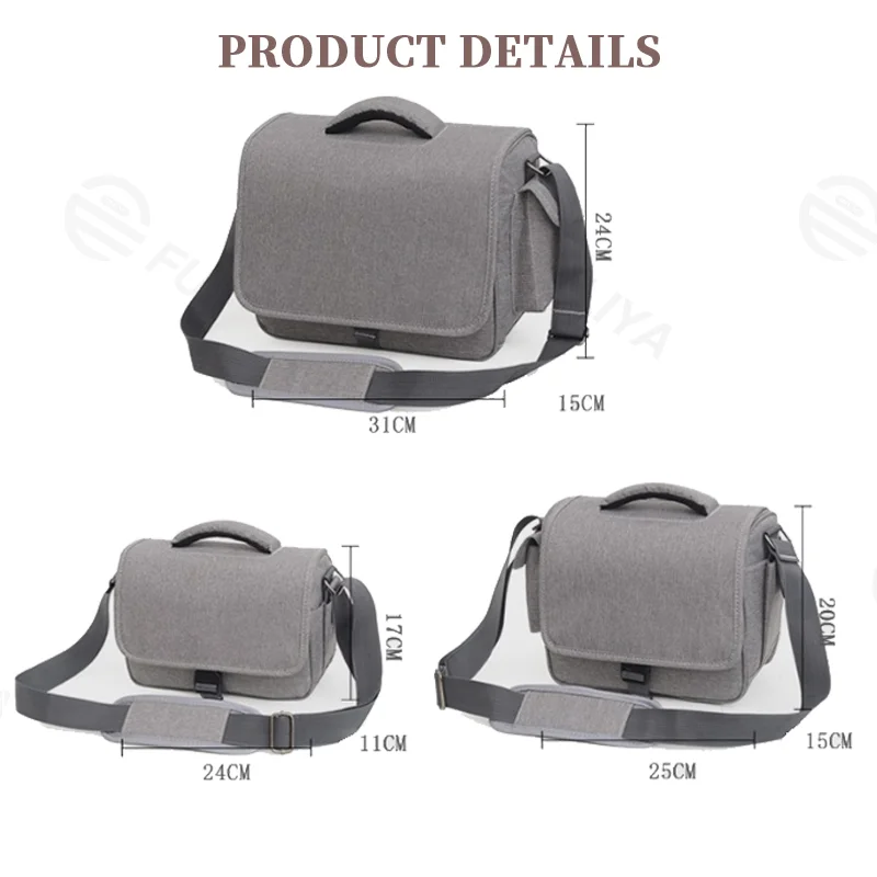 Guangzhou Fuliya Industry Co.,Ltd C-81269 Shoulder camera bag, water-resistant and wear-resistant, large capacity with removable dividers, side pockets, padded handle, and comfortable shoulder strap - for mirrorless, DSLR, and daily photography.