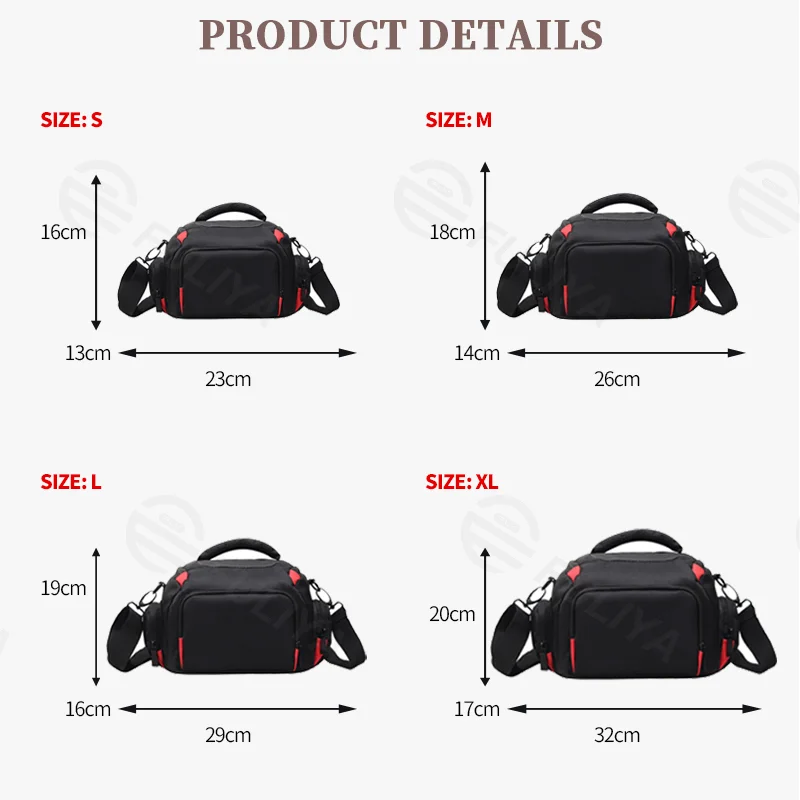 Guangzhou Fuliya Industry Co.,Ltd C-81270 Shoulder camera bag, water-resistant and wear-resistant, large main compartment, detachable shoulder strap, rubberized bottom pad, and front zipper pocket - multiple sizes for DSLR and mirrorless.