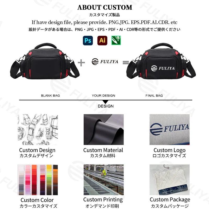 Guangzhou Fuliya Industry Co.,Ltd C-81270 Shoulder camera bag, water-resistant and wear-resistant, large main compartment, detachable shoulder strap, rubberized bottom pad, and front zipper pocket - multiple sizes for DSLR and mirrorless.