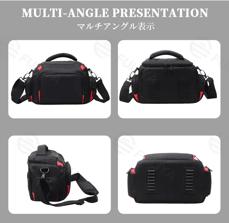 Guangzhou Fuliya Industry Co.,Ltd C-81270 Shoulder camera bag, water-resistant and wear-resistant, large main compartment, detachable shoulder strap, rubberized bottom pad, and front zipper pocket - multiple sizes for DSLR and mirrorless.
