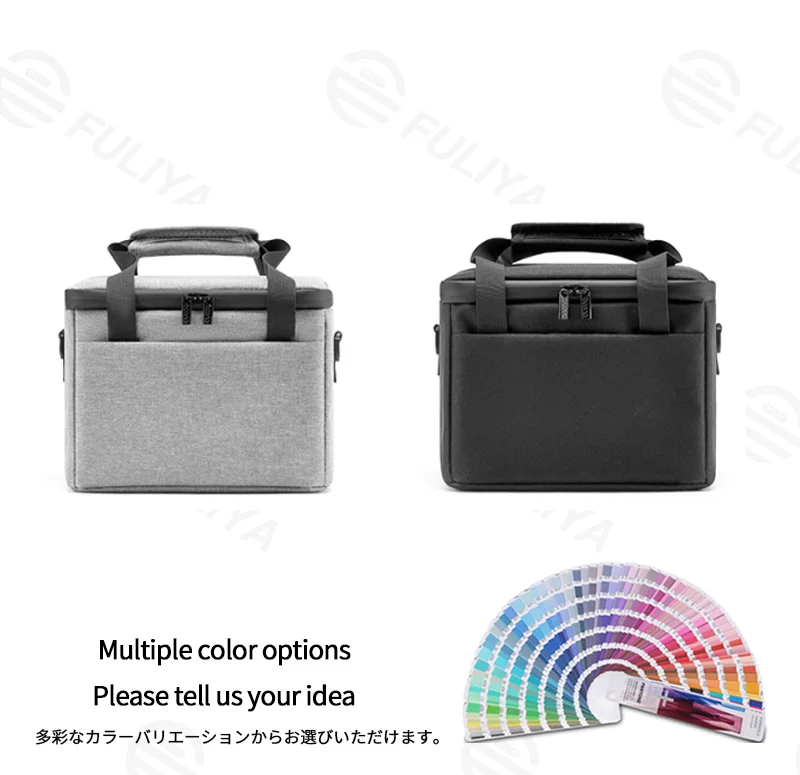 Guangzhou Fuliya Industry Co.,Ltd C-81271 Projector hand-carry storage bag, water-resistant and scratch-resistant, thick foam handle, removable divider, hidden pocket, and mesh pocket, soft lining for dust protection.