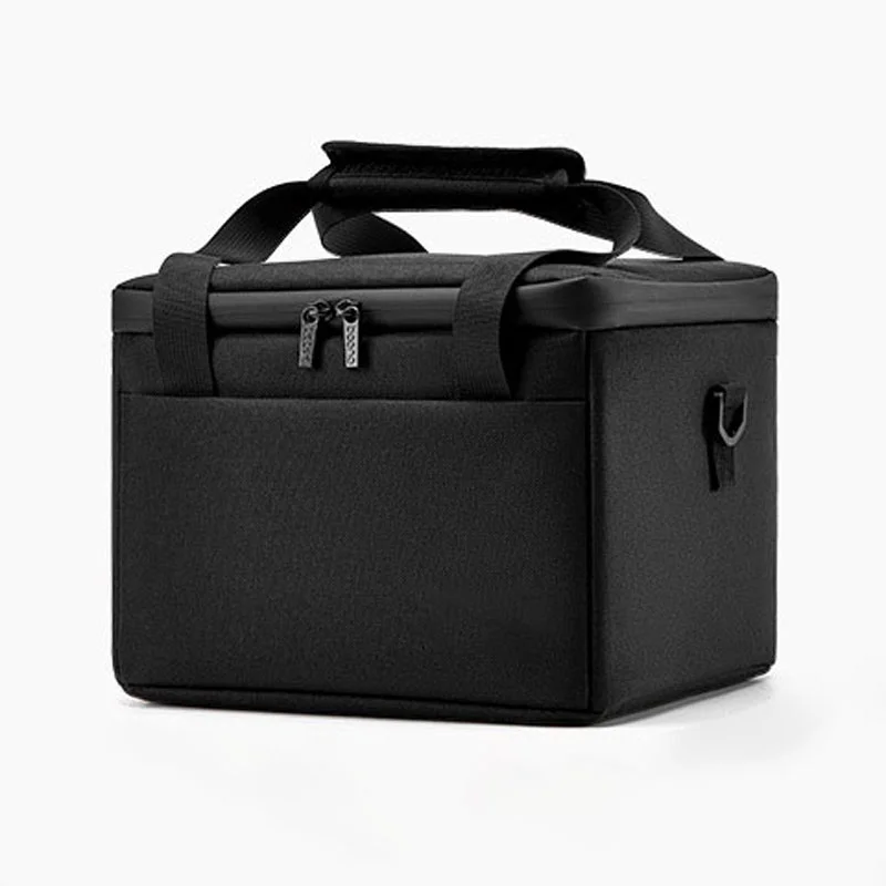 Guangzhou Fuliya Industry Co.,Ltd C-81271 Projector hand-carry storage bag, water-resistant and scratch-resistant, thick foam handle, removable divider, hidden pocket, and mesh pocket, soft lining for dust protection.