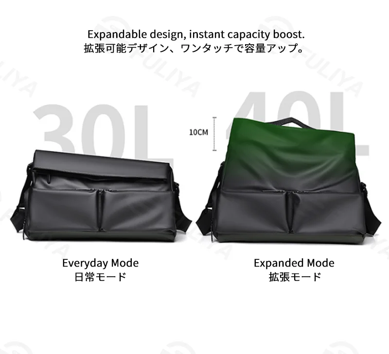 Guangzhou Fuliya Industry Co.,Ltd C-81275 Short-trip gym travel bag, water-resistant and wear-resistant, expands 30L→40L, shoe compartment, wet/dry pocket, multi-compartments, and back luggage pocket - for travel, fitness, and daily use.