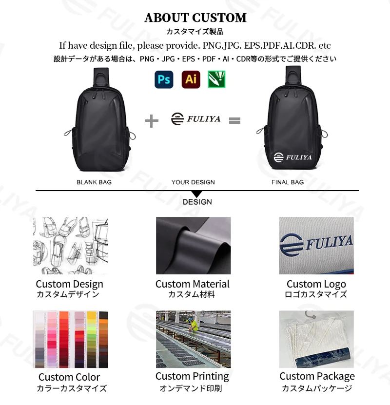 Guangzhou Fuliya Industry Co.,Ltd C-81279 Lightweight chest bag, adjustable swivel-hook strap, detachable hook, breathable strap, front pocket, side pocket, and back anti-theft zipper pocket, smooth zipper - for sports, commuting, and daily use.