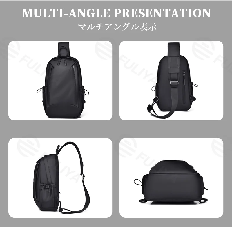 Guangzhou Fuliya Industry Co.,Ltd C-81279 Lightweight chest bag, adjustable swivel-hook strap, detachable hook, breathable strap, front pocket, side pocket, and back anti-theft zipper pocket, smooth zipper - for sports, commuting, and daily use.