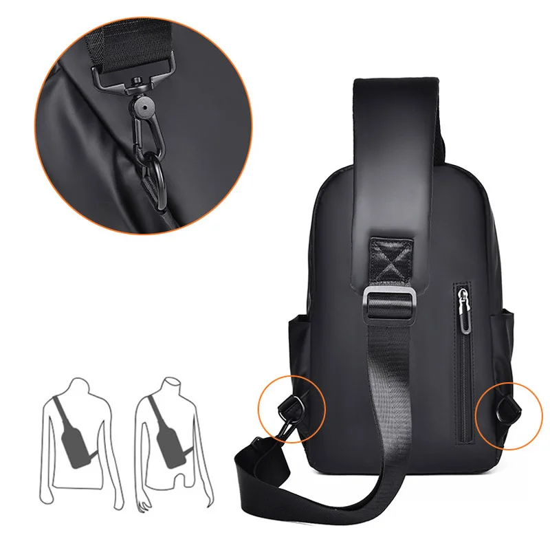 Guangzhou Fuliya Industry Co.,Ltd C-81279 Lightweight chest bag, adjustable swivel-hook strap, detachable hook, breathable strap, front pocket, side pocket, and back anti-theft zipper pocket, smooth zipper - for sports, commuting, and daily use.