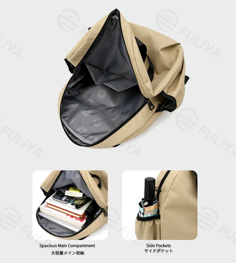 Guangzhou Fuliya Industry Co.,Ltd C-81280 Casual 2-way backpack, water-resistant PU, large main compartment with side pockets - hand, shoulder, or backpack carry for daily use and travel.