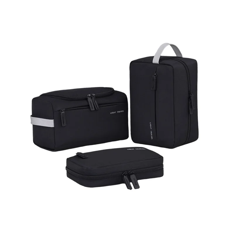 Guangzhou Fuliya Industry Co.,Ltd C-81281 Lightweight toiletry bag, water-resistant, large capacity with compartments, 180° flat opening, handle, smooth zipper, multiple sizes - for travel, business trips, and daily use.