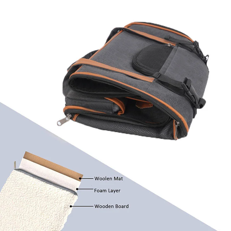 Guangzhou Fuliya Industry Co.,Ltd C-81287 Portable pet carrier, fits airline under-seat, breathable mesh, easy snap buckle, smooth zipper, widened shoulder pad, and reflective strip - for cats, small dogs, and travel.