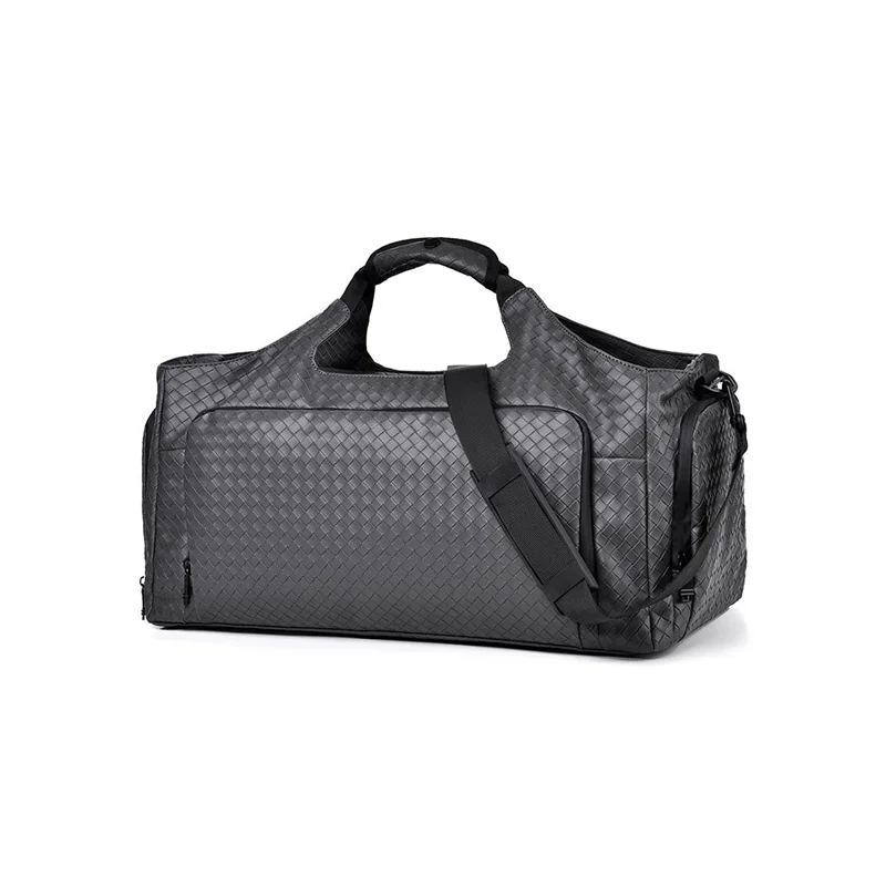 Guangzhou Fuliya Industry Co.,Ltd C-81293 PU leather travel gym bag, water-resistant and durable, large capacity with multi-layer storage, shoe compartment, wet/dry pocket, widened shoulder pad, and luggage strap - for short trips and fitness.
