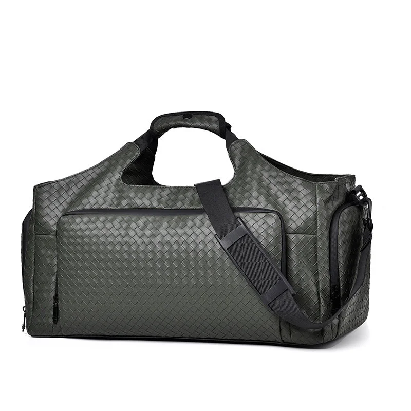 Guangzhou Fuliya Industry Co.,Ltd C-81293 PU leather travel gym bag, water-resistant and durable, large capacity with multi-layer storage, shoe compartment, wet/dry pocket, widened shoulder pad, and luggage strap - for short trips and fitness.