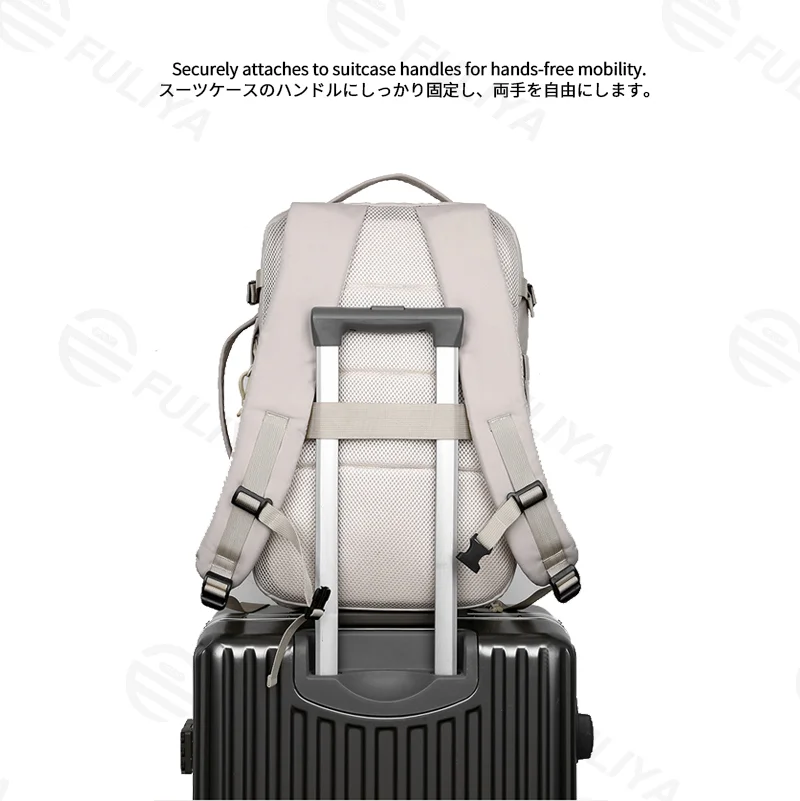 Guangzhou Fuliya Industry Co.,Ltd C-81297 Sports travel backpack, 180° full-open, large capacity, shoe compartment, laptop compartment, luggage strap, and breathable back panel - for commuting, business trips, and short travel.