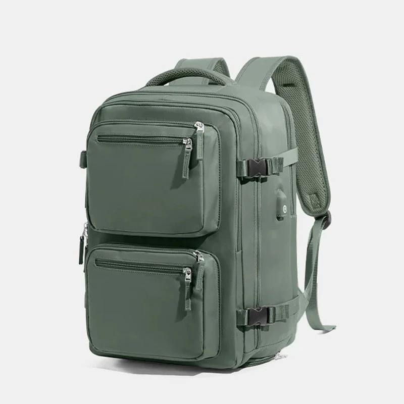 Guangzhou Fuliya Industry Co.,Ltd C-81298 Multi-functional travel backpack, 180° full-open, approx. 35L, shoe compartment, laptop compartment, luggage strap, and breathable back panel - for commuting, business trips, and short travel.