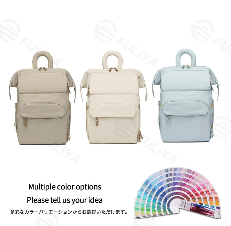 Guangzhou Fuliya Industry Co.,Ltd C-81299 Mommy backpack, water-resistant, large capacity, insulated bottle compartment, wide-opening main pocket, side tissue pocket, and comfortable handle - for baby outings.