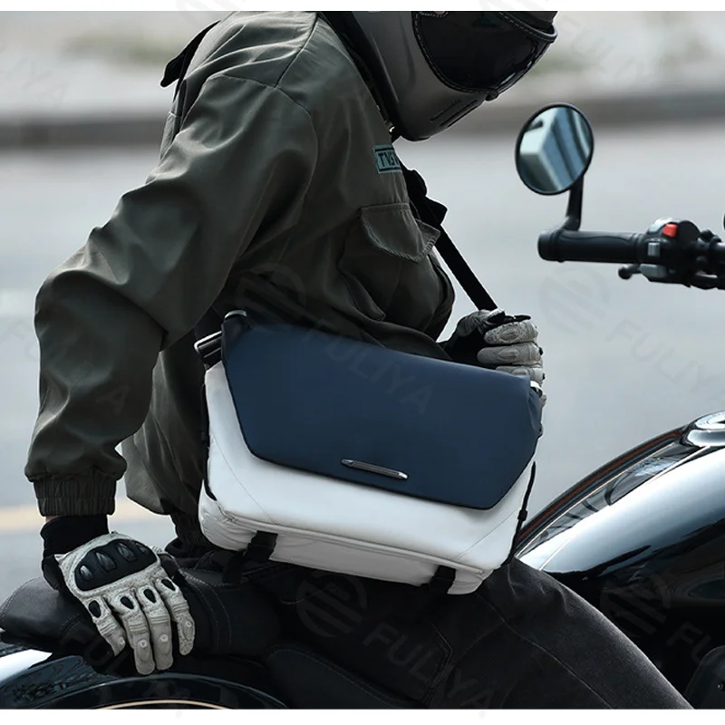 Guangzhou Fuliya Industry Co.,Ltd C-81302 Waterproof durable crossbody bag, magnetic quick-release buckle, front zipper pocket, semi-open compartment, multi-compartment main pocket - for commuting, outdoor, and cycling.