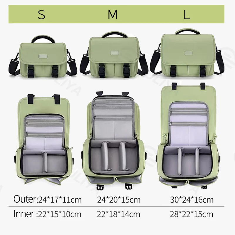 Guangzhou Fuliya Industry Co.,Ltd C-81303 Shoulder/crossbody camera bag, ergonomic shoulder strap, removable thickened dividers, multiple pockets, S/M/L sizes - for DSLR, mirrorless, and instant cameras.