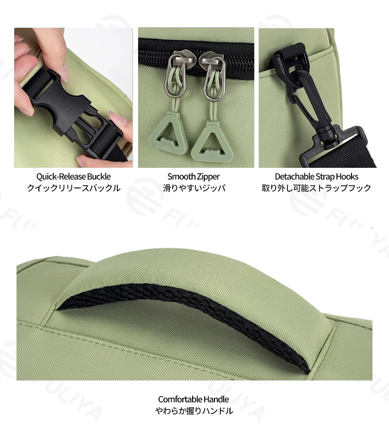 Guangzhou Fuliya Industry Co.,Ltd C-81303 Shoulder/crossbody camera bag, ergonomic shoulder strap, removable thickened dividers, multiple pockets, S/M/L sizes - for DSLR, mirrorless, and instant cameras.