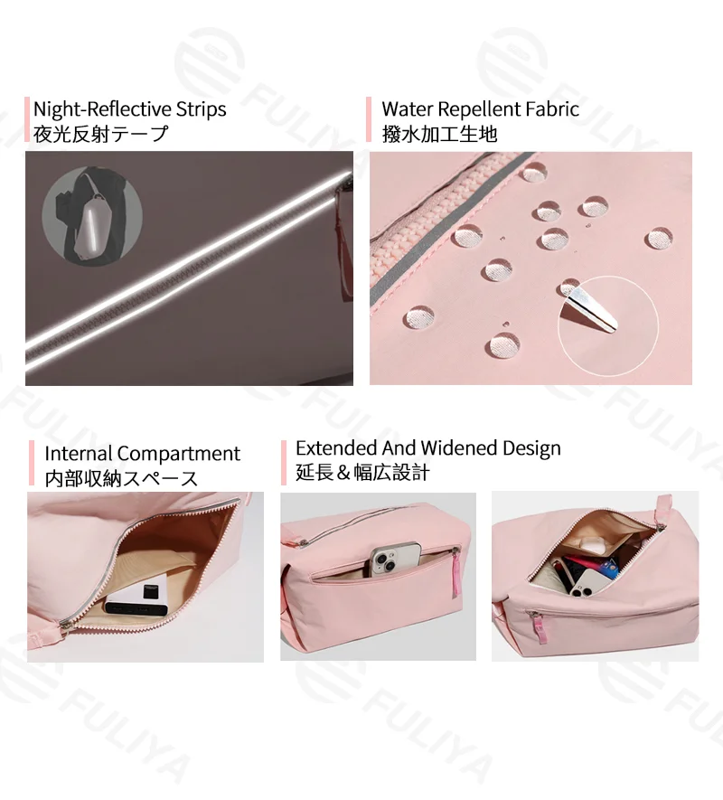Guangzhou Fuliya Industry Co.,Ltd C-81314 Multi-functional sports bag with multiple carrying modes (shoulder, crossbody, chest, backpack, hand), extended design, water-repellent fabric, reflective strips - for cycling, fitness, and daily.