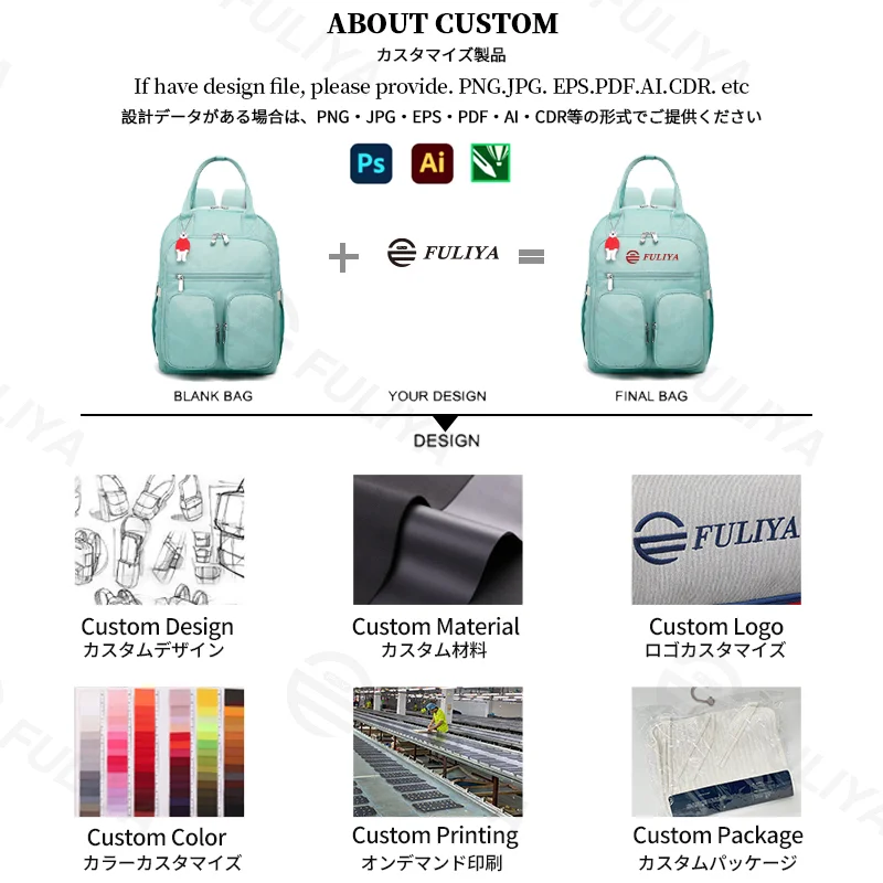 Guangzhou Fuliya Industry Co.,Ltd C-81323 Lightweight mommy backpack, water-repellent fabric, wide-opening main compartment, wet/dry separation, independent foil-insulated bottle compartment - suitable for baby outings and daily use.