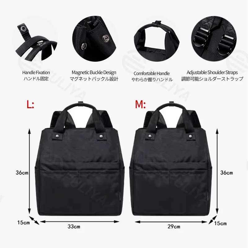 Guangzhou Fuliya Industry Co.,Ltd C-81324 Lightweight large-capacity backpack, crossbody or backpack carry, back zipper pocket conceals straps to convert into a handheld bag, multiple pockets - for business, travel, and casual.