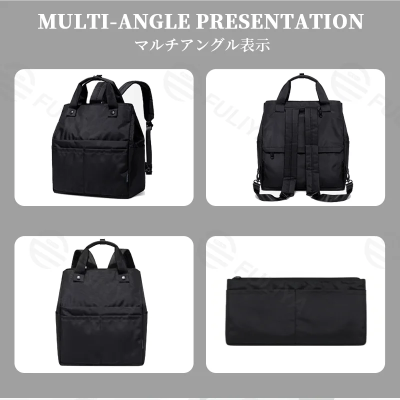 Guangzhou Fuliya Industry Co.,Ltd C-81324 Lightweight large-capacity backpack, crossbody or backpack carry, back zipper pocket conceals straps to convert into a handheld bag, multiple pockets - for business, travel, and casual.
