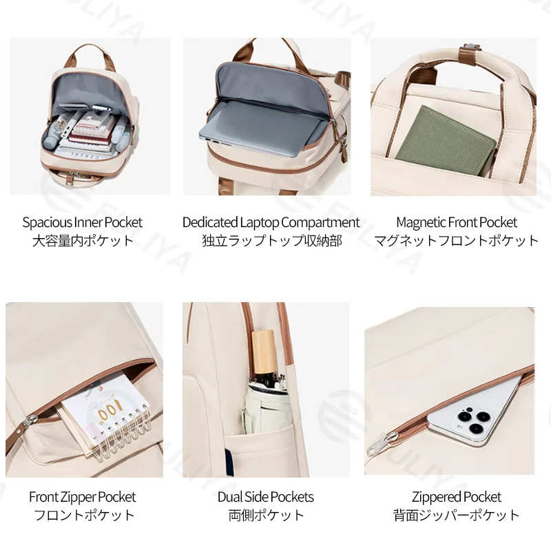 Guangzhou Fuliya Industry Co.,Ltd C-81327 Large-capacity backpack, multi-layer storage, dedicated laptop compartment, magnetic front pocket, luggage sleeve, adjustable shoulder straps - suitable for commuting, travel, and daily use.