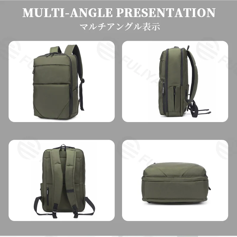 Guangzhou Fuliya Industry Co.,Ltd C-81328 Large-capacity multi-functional backpack with built-in laptop compartment, USB charging port, headphone jack, glasses strap, and luggage sleeve - suitable for business, business trips, travel, and students.