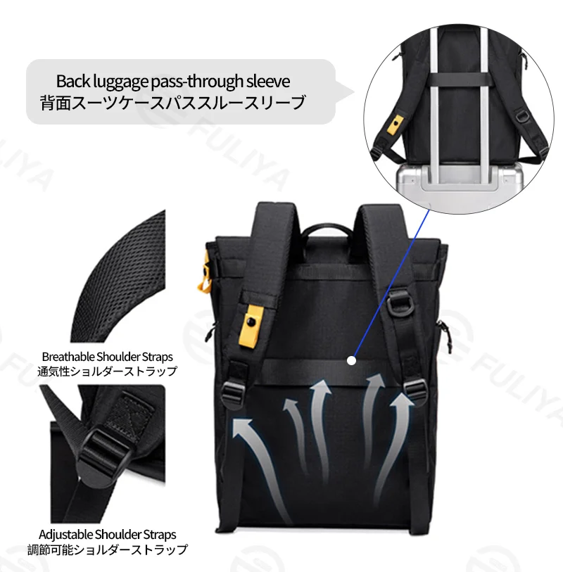 Guangzhou Fuliya Industry Co.,Ltd C-81329 Lightweight waterproof backpack with detachable pouch, 15.6″ laptop compartment, multi-pockets, luggage sleeve - for business, travel, hiking, and students.