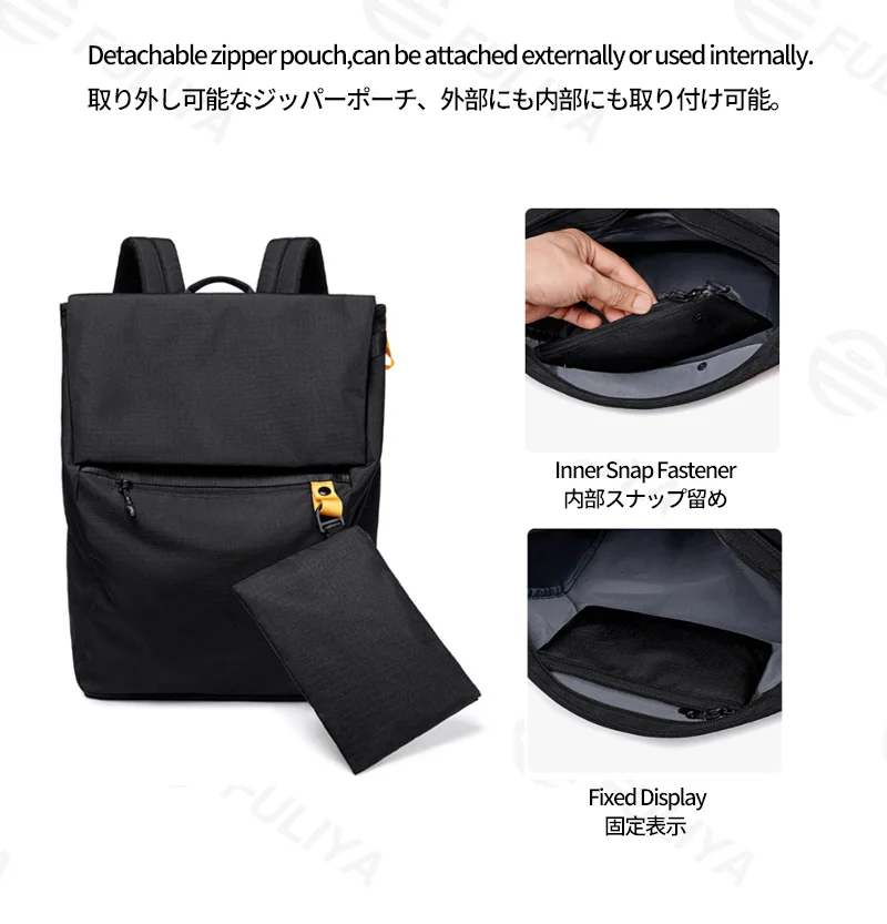 Guangzhou Fuliya Industry Co.,Ltd C-81329 Lightweight waterproof backpack with detachable pouch, 15.6″ laptop compartment, multi-pockets, luggage sleeve - for business, travel, hiking, and students.