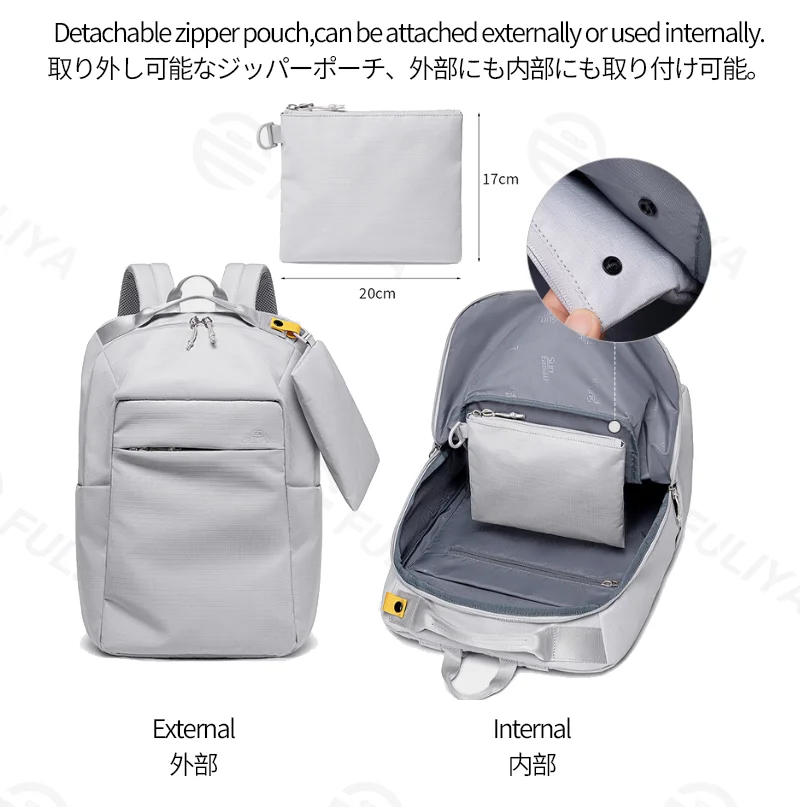 Guangzhou Fuliya Industry Co.,Ltd C-81330 Large-capacity main compartment, thickened breathable shoulder straps, detachable zipper pouch, back luggage sleeve, multi-functional pockets - ideal for commuting, travel, and school.