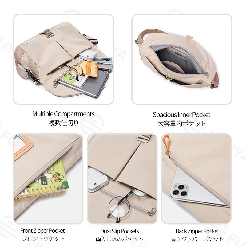 Guangzhou Fuliya Industry Co.,Ltd C-81334 Utility-style large-capacity crossbody bag, multi-compartment design , water-repellent durable fabric, quick-release buckle and adjustable strap - for campus and daily use.