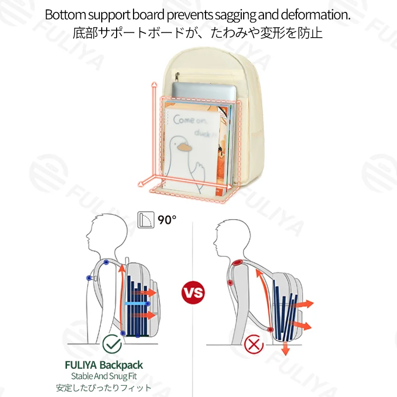 Guangzhou Fuliya Industry Co.,Ltd C-81335 Large capacity, bottom support to prevent sagging, expandable back compartment, multi-layer storage, honeycomb breathable back, reinforced handle - suitable for middle/high school and daily casual use.