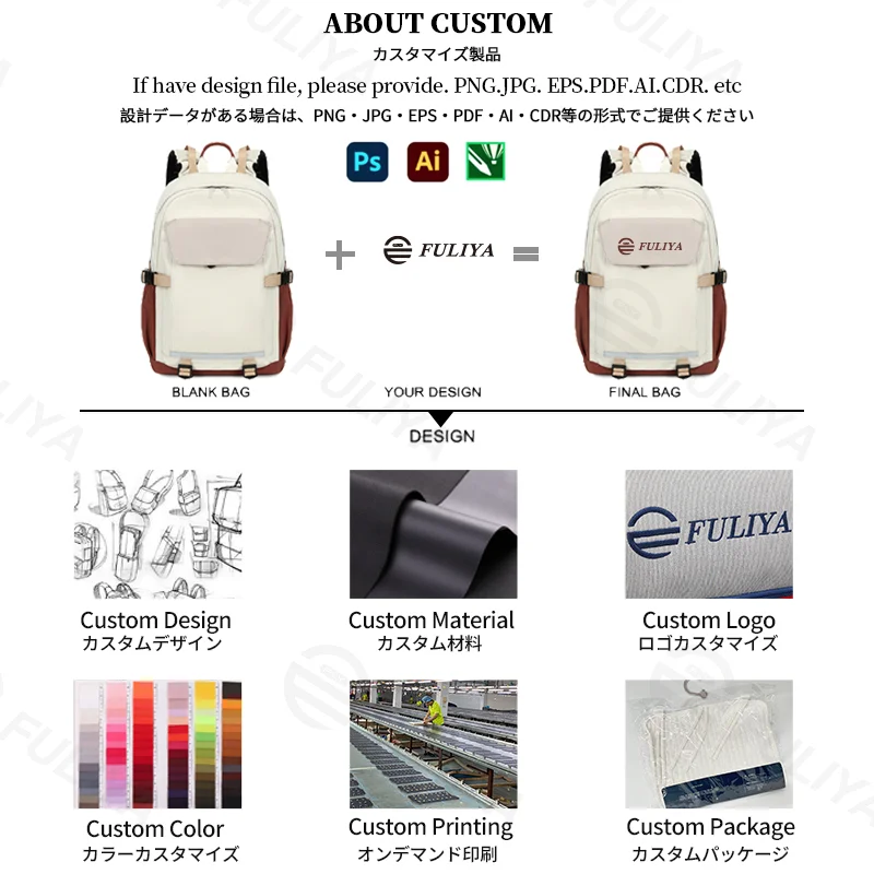 Guangzhou Fuliya Industry Co.,Ltd C-81335 Large capacity, bottom support to prevent sagging, expandable back compartment, multi-layer storage, honeycomb breathable back, reinforced handle - suitable for middle/high school and daily casual use.
