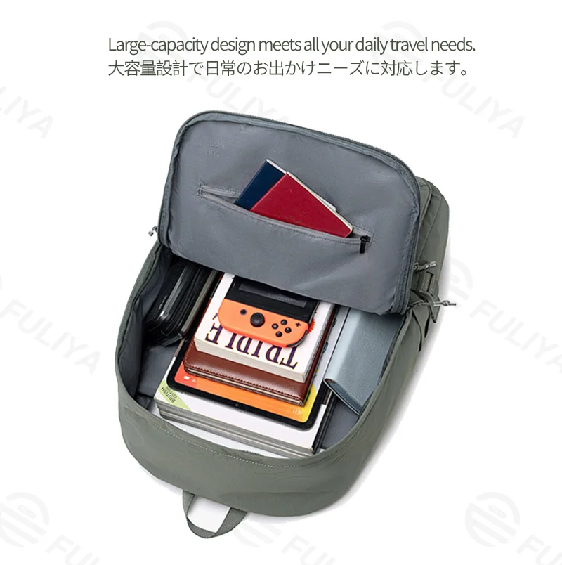 Guangzhou Fuliya Industry Co.,Ltd C-81347 Made of durable waterproof fabric, with large capacity, built-in laptop sleeve and multiple pockets, breathable shoulder straps, and luggage pass-through sleeve - ideal for commuting, travel, and school.