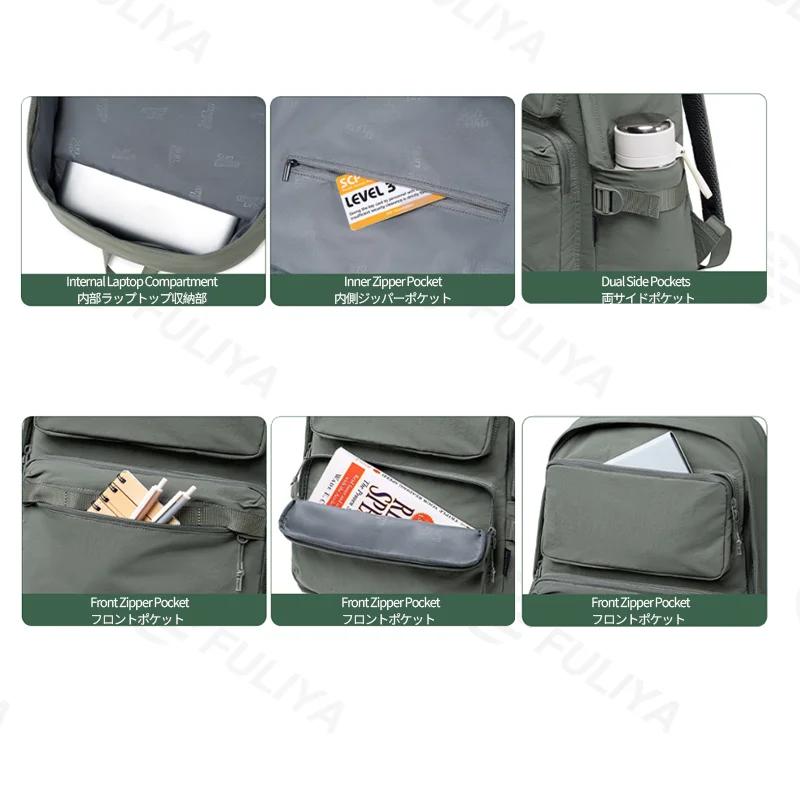 Guangzhou Fuliya Industry Co.,Ltd C-81347 Made of durable waterproof fabric, with large capacity, built-in laptop sleeve and multiple pockets, breathable shoulder straps, and luggage pass-through sleeve - ideal for commuting, travel, and school.