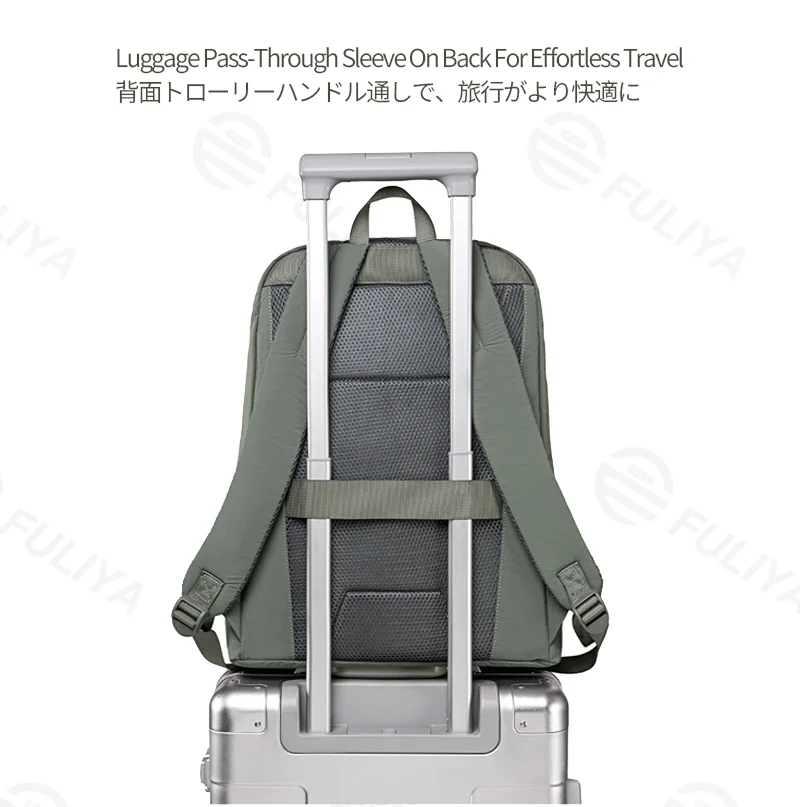 Guangzhou Fuliya Industry Co.,Ltd C-81347 Made of durable waterproof fabric, with large capacity, built-in laptop sleeve and multiple pockets, breathable shoulder straps, and luggage pass-through sleeve - ideal for commuting, travel, and school.