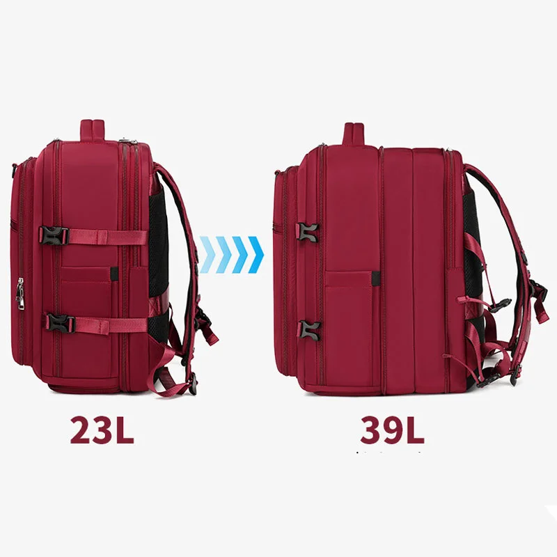 Guangzhou Fuliya Industry Co.,Ltd C-81351 This backpack features waterproof durable fabric, separate shoe and laptop compartments, side expansion (23L to 39L), and a luggage pass-through sleeve - perfect for business trips, travel, school, and daily use.