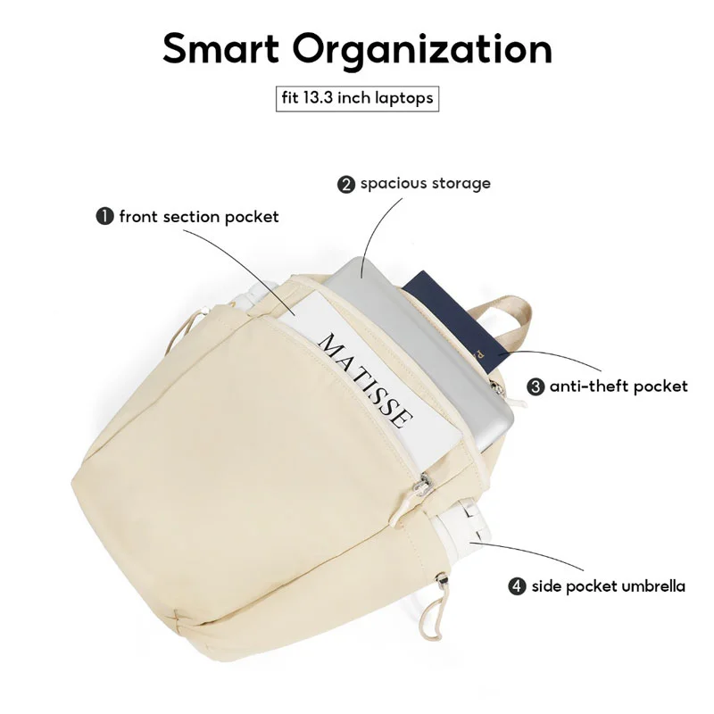 Guangzhou Fuliya Industry Co.,Ltd C-81352 This backpack features an anti-theft pocket, breathable mesh, large capacity for a 14-inch laptop, multi-compartment organization, and a side pocket for an umbrella - ideal for school, commuting, and daily use.