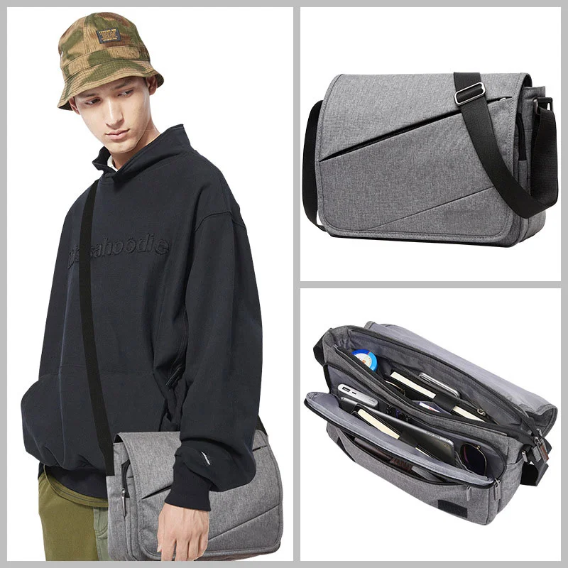 Guangzhou Fuliya Industry Co.,Ltd C-81378 This waterproof canvas crossbody bag is durable, large-capacity with multiple pockets and Velcro closure - perfect for commuting and daily use.