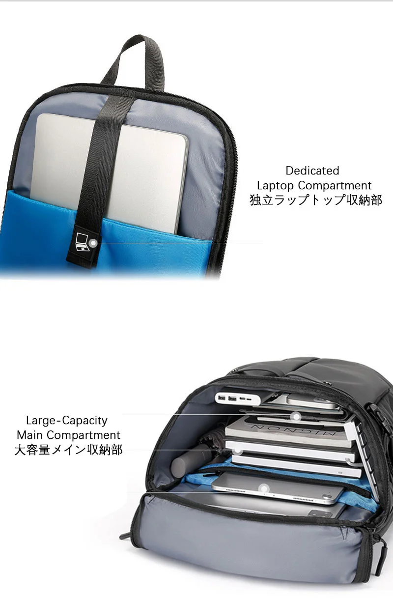Guangzhou Fuliya Industry Co.,Ltd C-81381Large-capacity waterproof backpack with Velcro-closure main compartment, dedicated laptop and device sleeves, back anti-theft pocket, and luggage strap - ideal for commuting, travel, and outdoor.