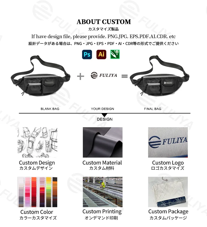 Guangzhou Fuliya Industry Co.,Ltd C-81382 This waterproof and durable chest bag features large capacity with multiple pockets, an anti-theft back pocket, and an adjustable strap - ideal for sports, commuting, and daily use.
