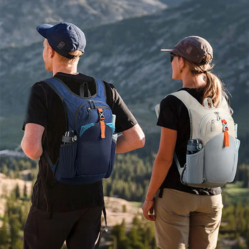 Guangzhou Fuliya Industry Co.,Ltd C-81383 This foldable vest bag features large capacity, multiple pockets, an elastic drawstring pocket, reflective attachment points, and an adjustable strap - ideal for trekking, climbing, and daily use.