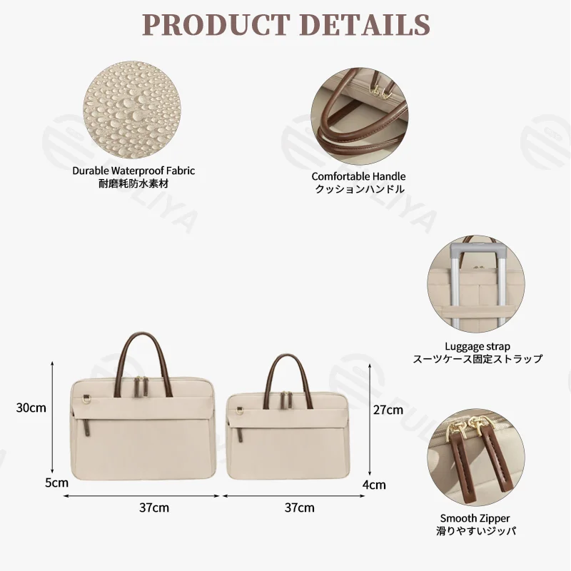 Guangzhou Fuliya Industry Co.,Ltd C-81386 This lightweight waterproof laptop bag features large inner pockets, back pockets, hidden front zipper pocket, and luggage strap - ideal for commuting and business.