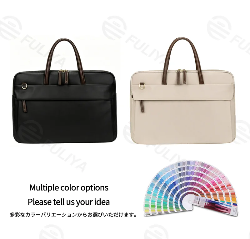 Guangzhou Fuliya Industry Co.,Ltd C-81386 This lightweight waterproof laptop bag features large inner pockets, back pockets, hidden front zipper pocket, and luggage strap - ideal for commuting and business.
