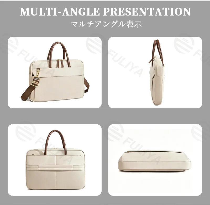 Guangzhou Fuliya Industry Co.,Ltd C-81386 This lightweight waterproof laptop bag features large inner pockets, back pockets, hidden front zipper pocket, and luggage strap - ideal for commuting and business.