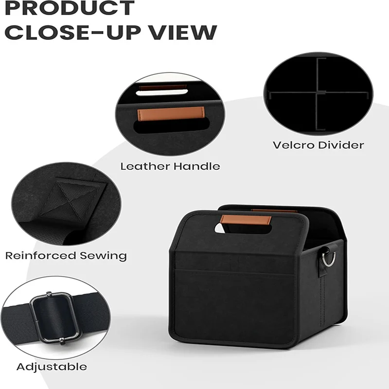 Guangzhou Fuliya Industry Co.,Ltd C-81393 Foldable portable drink cup holder with adjustable strap, Velcro divider, leather handle, reinforced stitching, and secure buckle clips - ideal for outdoor, café, and travel.