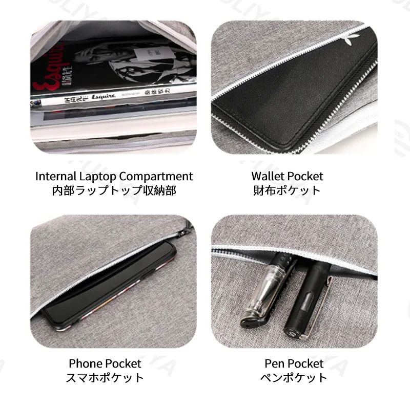 広州富麗雅実業有限会社 C-81402 この多機能PCスリーブは多区分収納、内部PC・財布・スマホ・ペンポケット付き、S/M/Lサイズ選択可能 - 通勤・出張・通学に最適です。