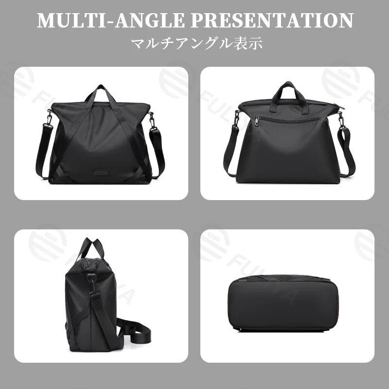 Guangzhou Fuliya Industry Co.,Ltd C-81403 This nylon & PU leather bag is water-repellent, large-capacity for a laptop, with comfortable handle and detachable shoulder strap - perfect for commuting, business, and school.
